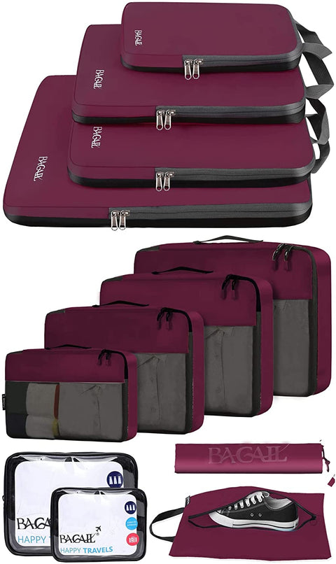 BAGAIL 8 Set Packing Cubes+3 Ultralight Zipper Pouch