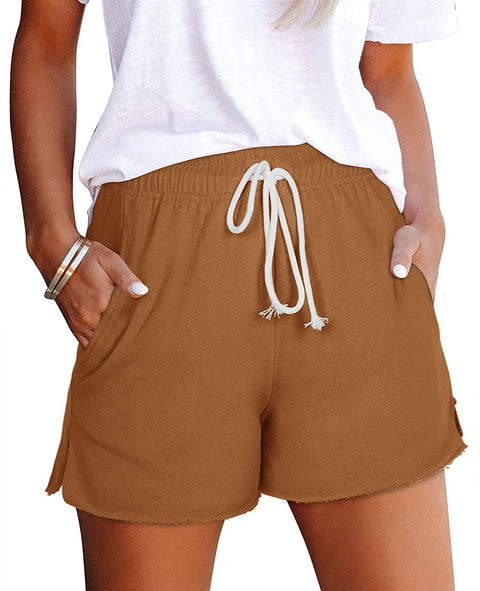 Athletic Shorts for Women Drawstring Workout Shorts Cotton Blend Casual Lounge Running Shorts with Pockets