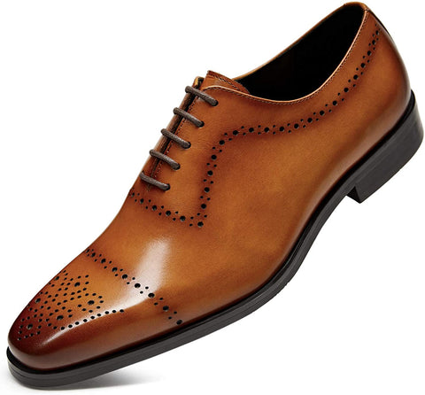 GIFENNSE Men's Dress Shoes Genuine Leather Business Oxford Formal Wedding for Men