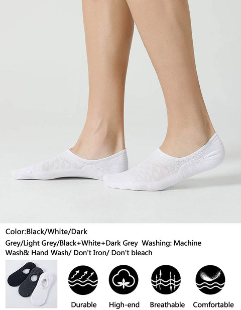 CS 6 Pairs Mens No Show Socks with Cushion Low Cut Invisible Non Slip Socks