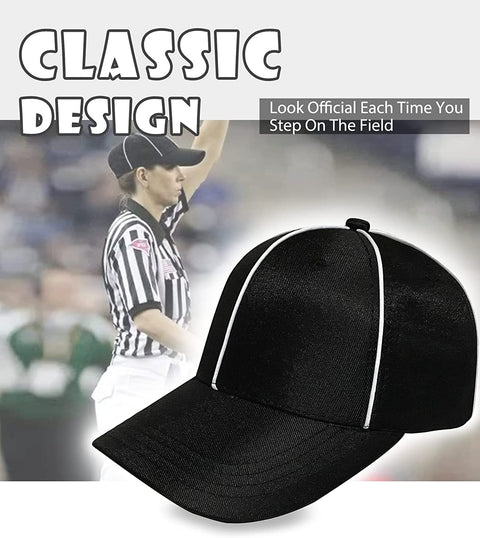Official Referee Hat Black with White Stripe Cap