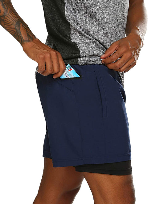 Men's 2 in 1 Active Short Elasticity Lightweight Quick Dry Jogger Shorts