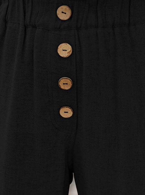 Womens Casual Loose Pants Comfy Cropped Work Pants with Pockets Elastic High Waist Paper Bag Pants