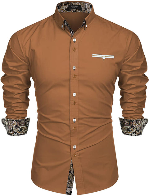 Men's Dress Shirt Long Sleeve Casual Button Down Shirts