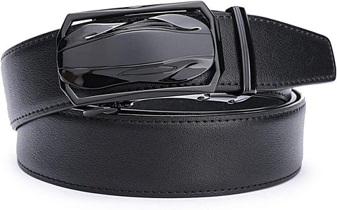 Beltox Men’s Dress Leather Ratchet Slide Belts with Removable Automatic Alloy Buckle 4MM Thick 1 3/8” Wide in Gift Box (Black11, 46"-56" Waist Adjustable) …