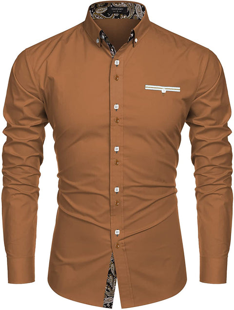 Men's Dress Shirt Long Sleeve Casual Button Down Shirts