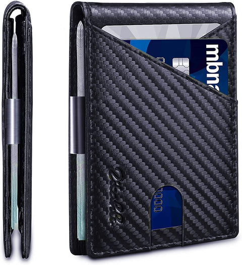 Zitahli Slim Bifold Wallets for Men, RFID Blocking Money Clip Wallet Minimalist Mens Wallet with ID Window 12 Card Slots