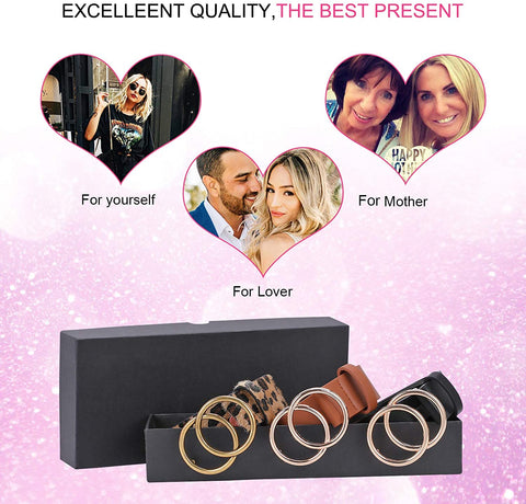 3 Pack Double Ring Belt for Women