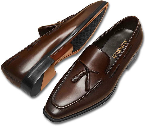 ALIPASINM Men's Dress Shoes Slip-On Loafers Leather Formal Shoes for Men
