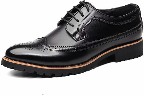 QZHIHE Men's Classic Modern Oxford Wingtip Lace Dress Shoes