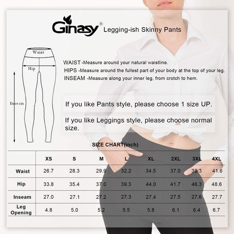 Ginasy Dress Pants for Women Business Casual Stretch Pull On Work Office Dressy Leggings Skinny Trousers with Pockets
