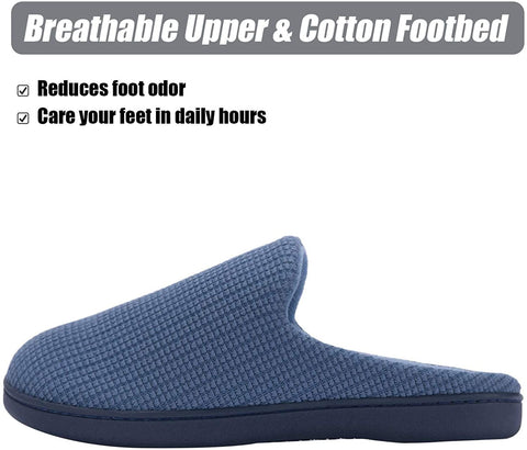 mysoft Men's Comfort Memory Foam Slippers Moccasin House Shoes Sole Indoor Outdoor
