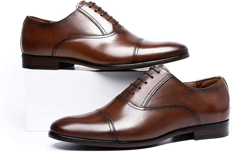 DESAI Classic Oxford Dress Shoes Mens Formal Business Lace-up Full Grain Leather Shoes for Men