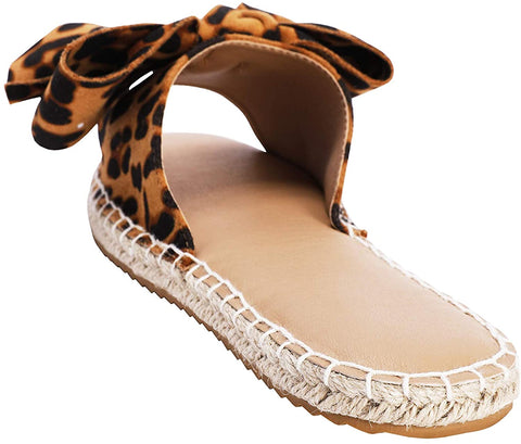 Ruanyu Womens Flat Slide Sandals Open Toe Bowknot Espadrille Slip On Comfortable Cork Sandals