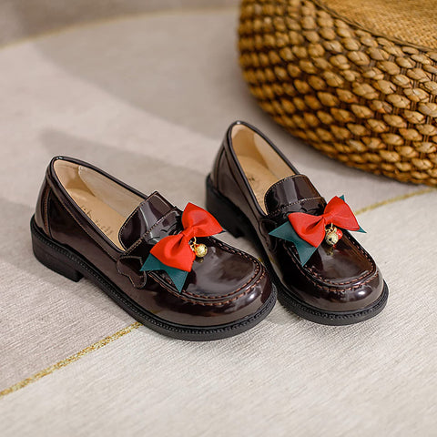KANGFEINI Classic Round Toe Walking Shoes jk Kawaii Bow Mary Jane Removable Bow Casual lefse