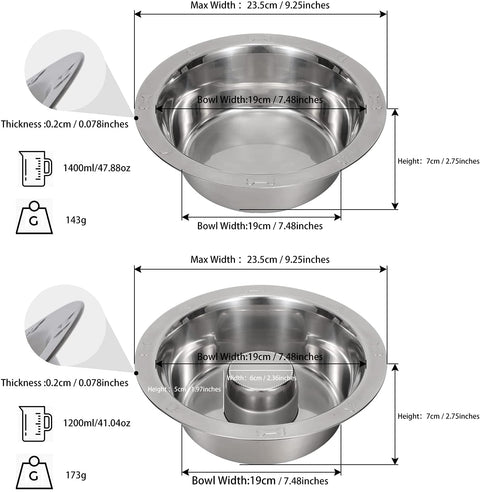 2 Pack Stainless Steel Slow Feeder Dog