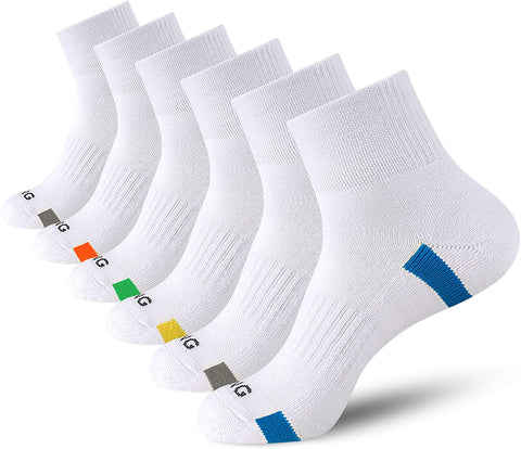 BERING Men's Athletic Cushion Quarter Ankle Socks for Running, Workout, Sport (6 Pack)