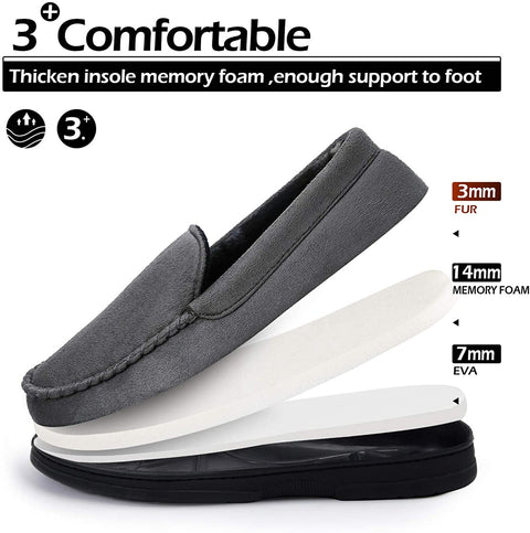 mysoft Men's House Slippers Memory Foam Classic Moccasin Slip on Shoes Anti-Slip Sole Indoor Outdoor