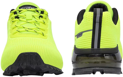 Kricely Men's Women Trail Running Shoes - Non-Slip Hiking Shoes Breathable Walking Footwear Outdoor Road Athletic Sneaker Fluorescent Green