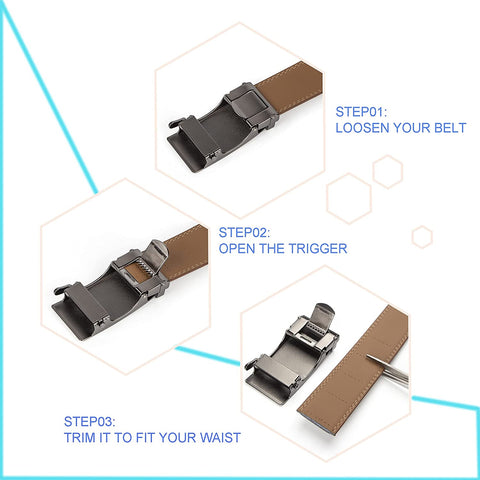 lexooxel Leather Ratchet Belt for Men,Men's Adjustable Dress Belt Trim to Fit with click sliding buckle,Gift Box