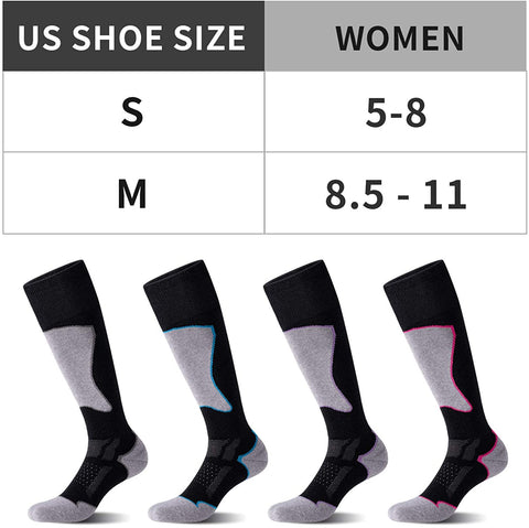 CELERSPORT 2/3 Pack Women's Ski Socks for Skiing, Snowboarding, Cold Weather Warm Socks, Winter Thermal Socks
