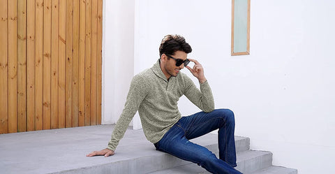 Men's Collared Fall Soft Sweater Thermal Knitted Modern Warm Sweatshirt