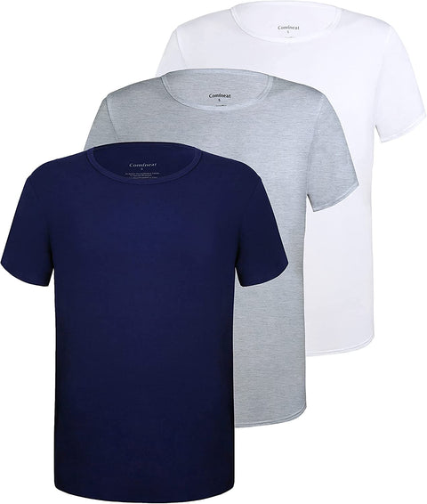 Men's 3-Pack Undershirts Bamboo Rayon Ultra Soft Comfy Crew Neck T-Shirts