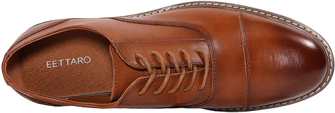 EETTARO Men's Modern Cap Toe Oxford Dress Shoes Classic Formal Business Lace Up Wingtip Shoe
