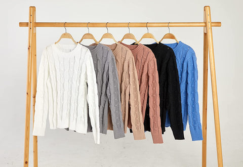 Sweaters for Women Crew Neck Hinge Flowers Cable Knit Pullover Autumn and Winter Sweater
