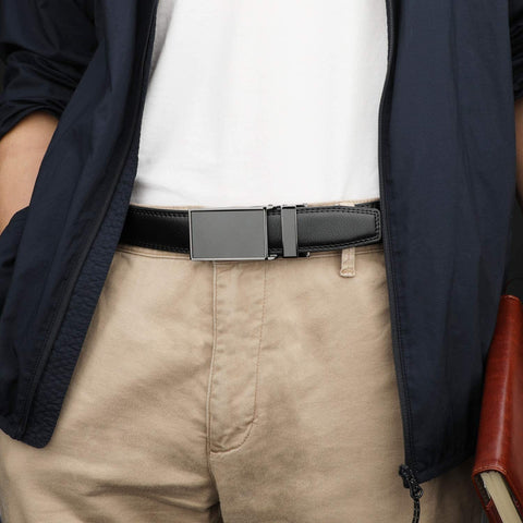 HIMI Men's Comfort Genuine Leather Ratchet Dress Belt with Automatic Click Buckle