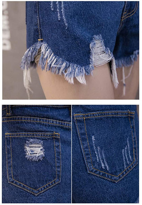 Women's Casual Ripped High Waisted Cutoff Distressed Denim Shorts