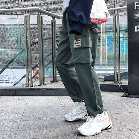 Men's Solid Loose Straight Leg Elastic Waist Outdoor Ankle Jogger Pants