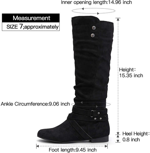mysoft Women's Knee High Boots Flat Warm Winter Boots with Side Zipper