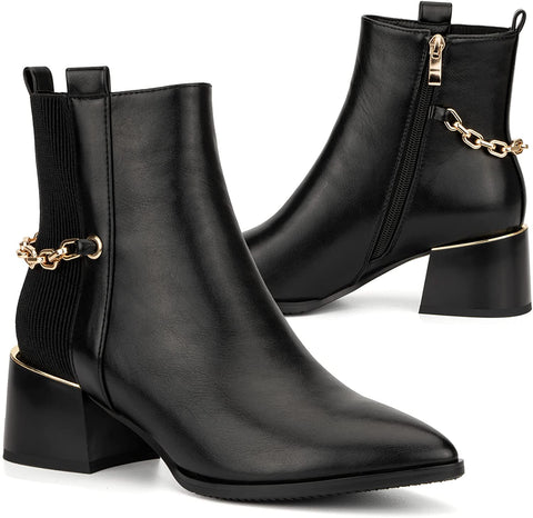 Torgeis Women’s Franny Fashion Casual Micro Suede Zipper Heel Ankle Boots, Pointed-Toe, Rubber Outsole