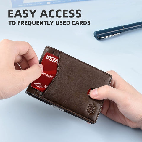 Zitahli Mens Slim Wallet Larger Capacity with 12 Slots RFID Blocking Minimalist Bifold Front Pocket Wallet for Men with ID Window