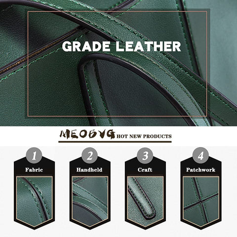 Meobvg Tote Handbags for Women Large PU Leather Bucket Purses Soft Waterproof Shoulder with Zippers Work Daily Bag