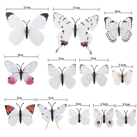 AWAYTR Realistic Printed Butterfly Hair Clip 12Pcs Fairy Hair Clips Set Hair Accessories for Girls Women (White)