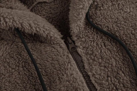 Mens Pullover Hoodie Fluffy Full Zip Sherpa Fleece Sweatshirts Fashion Casual Hooded Winter Warm Outwear with Pockets