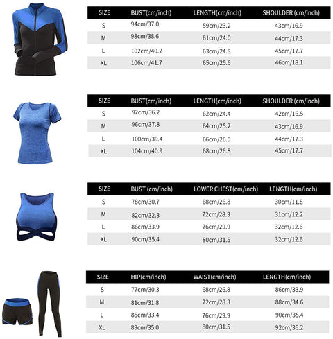 Women's Yoga Gym Suit - 5pcs Set