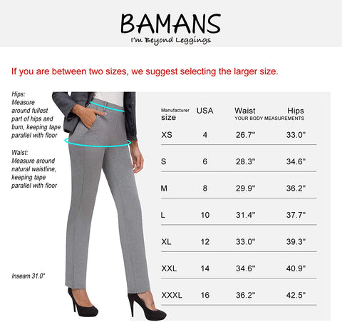 Women’s Bootcut Pull-On Dress Pants Office Business Casual Yoga Work Pants with Key Pocket Straight Leg, Pocket-Grey Large