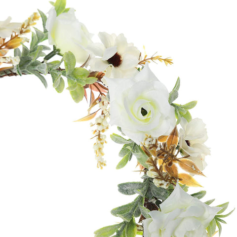 Leaf Flower Crown Garland Headpiece - Handmade Hair Garland Floral Wreath Adjusatble Flower Headbands for Bridal Wedding Festival Party Flower Leaves Crown (Cream white)