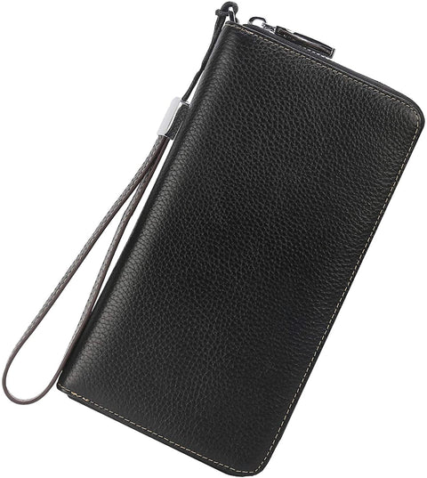 Lavemi Women's RFID Blocking Leather Zip Around Wallet Large Phone Holder Clutch Travel Purse Wristlet