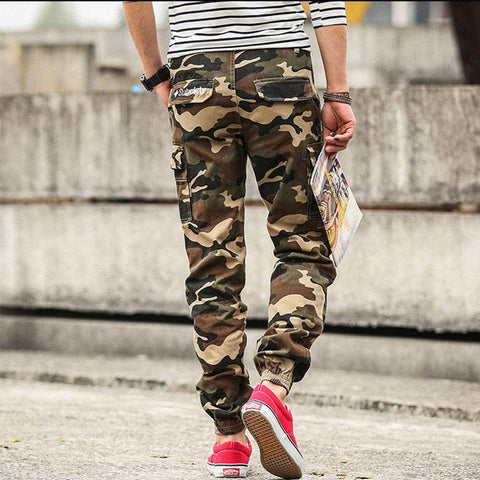 Men's Zip Button Closure Ankle Cuffed Leg Outdoor Jogger Pants