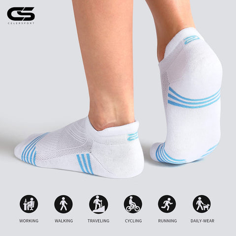 CelerSport 6 Pack Women's Ankle Running Socks Low Cut Athletic Sports Socks