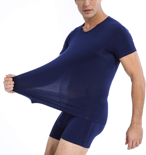 Men's 3-Pack Undershirts Bamboo Rayon Ultra Soft Comfy Crew Neck T-Shirts