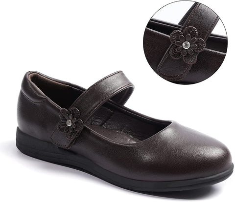 Heel The World Girl's Mary Jane Flat School Uniform Shoes