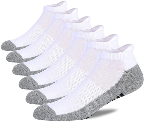 Mens Ankle Socks Low Cut Athletic Cushioned Running Tab Socks 6 Pack