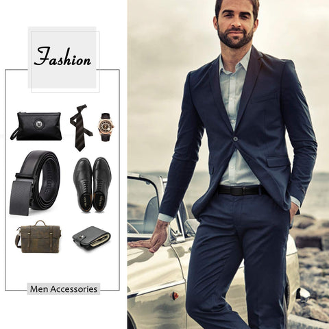 Men's Sliding Dress Belt Fashion Brown Leather Belt For Jean Rathet Leather Belts for Men