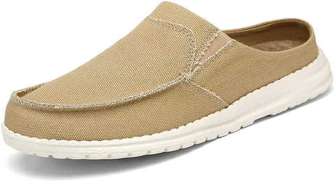 Mishansha Mens Canvas Mules Comfort House Slippers Lightweight Slip on Walking Shoes Casual Loafers