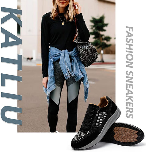 Women Walking Shoes Comfort Side Zipper Tennis Shoes